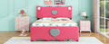 Full Size Upholstered Platform Bed With Trundle And Heart Shaped Decoration, Dark Pink Box Spring Not Required Full Dark Pink Wood Bedroom Bed Frame Faux Leather Upholstered