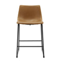 Industrial Faux Leather Counter Stools, Set Of 2 Whiskey Brown Brown Polyurethane Foam Pu Leather