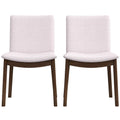 Laura Mid Century Modern Solid Wood Dining Chair Set Of 2 Beige Linen