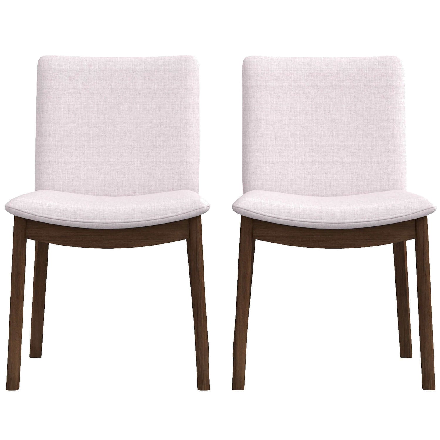 Laura Mid Century Modern Solid Wood Dining Chair Set Of 2 Beige Linen