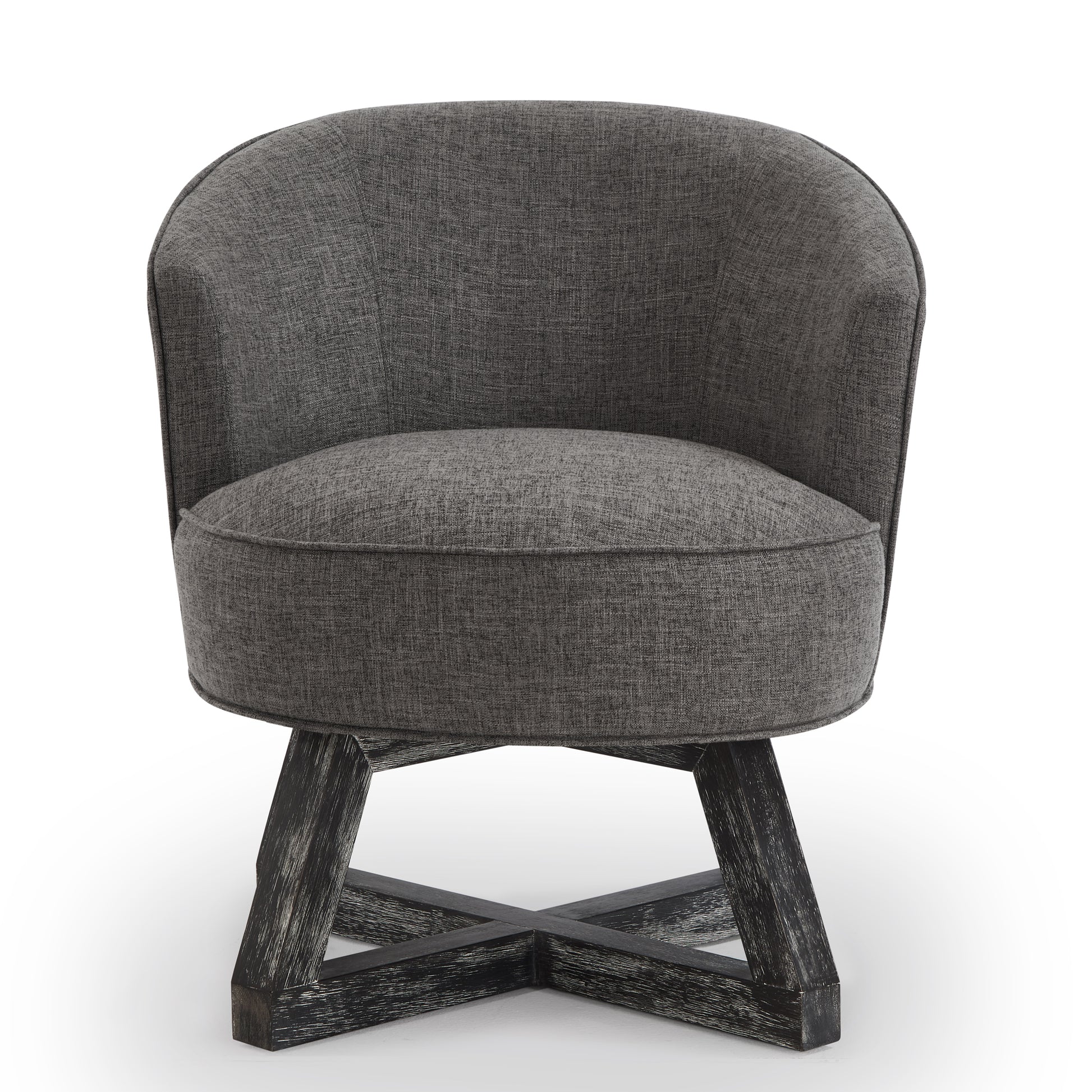 Swivel Chair With Cross Shaped Wooden Base,Lounge Chair With Solid Wood Legs, 360 Freely Swivel Chairclassic Linen Fabric For Living Room, Bedroom, Office, Dresser Dark Gray Dark Gray Gray Primary Living Space American Design,Artsy,Classic,Modern