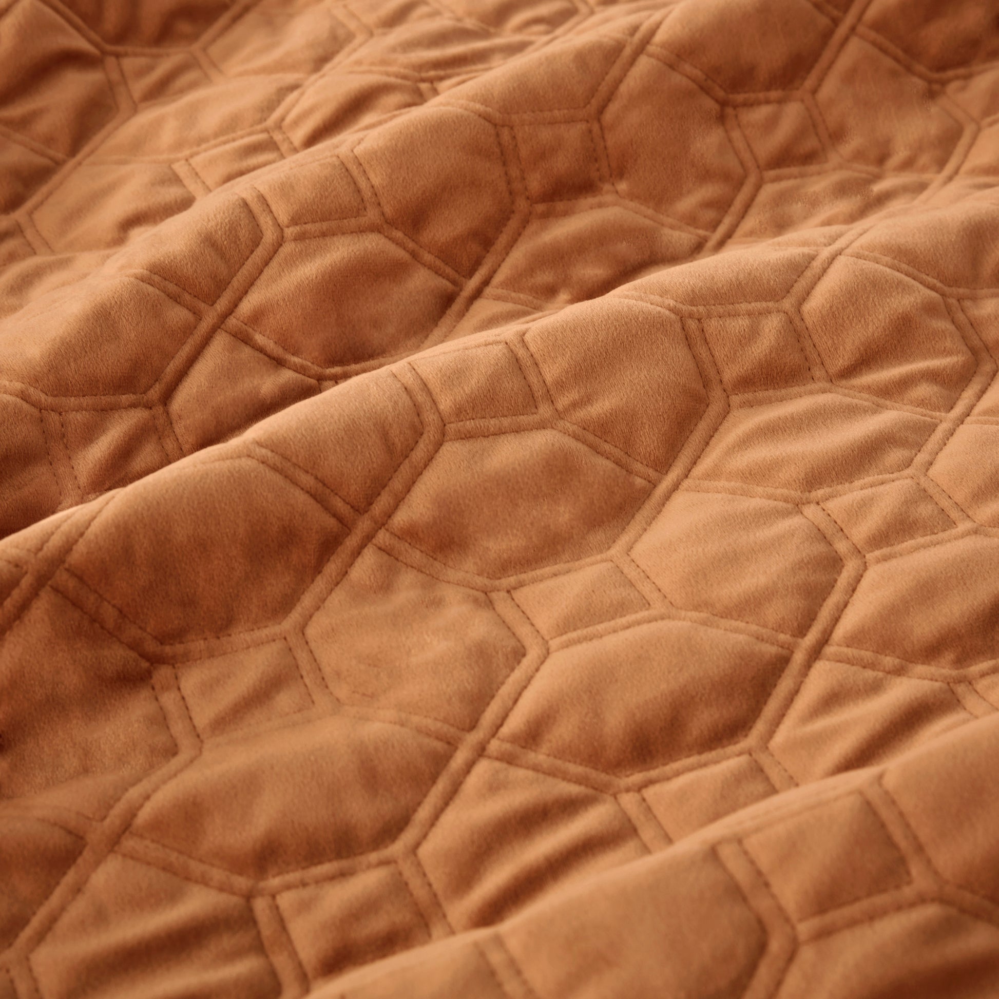 3 Piece Velvet Quilt Set Rust Full Queen Full Rust Cotton