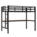 Metal Twin Xl Size Loft Bed With Power Outlet And Led Lighted, Space Saving, Noise Reduced, Black Twin Xl Black Metal
