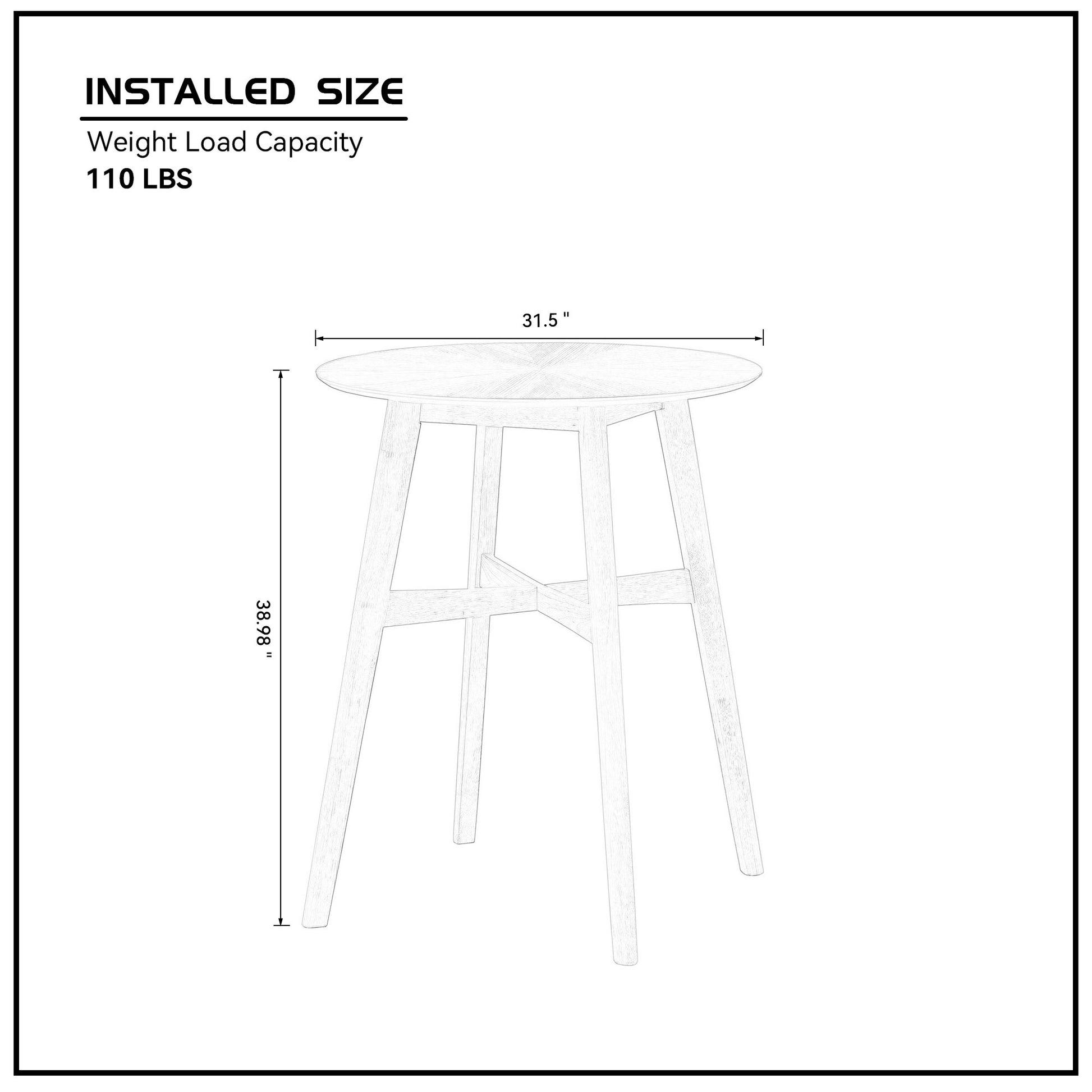Inch Oversize Round Bar Table, Wooden High Top Kitchen Dining Tab