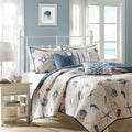 Brushed Microfiber Quilt Set With Throw Pillows Blue Full Queen Full Blue Polyester