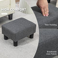 Homcom Ottoman Foot Rest, Small Foot Stool With Linen Fabric Upholstery And Plastic Legs, Cube Ottoman For Living Room, Charcoal Gray Gray Linen