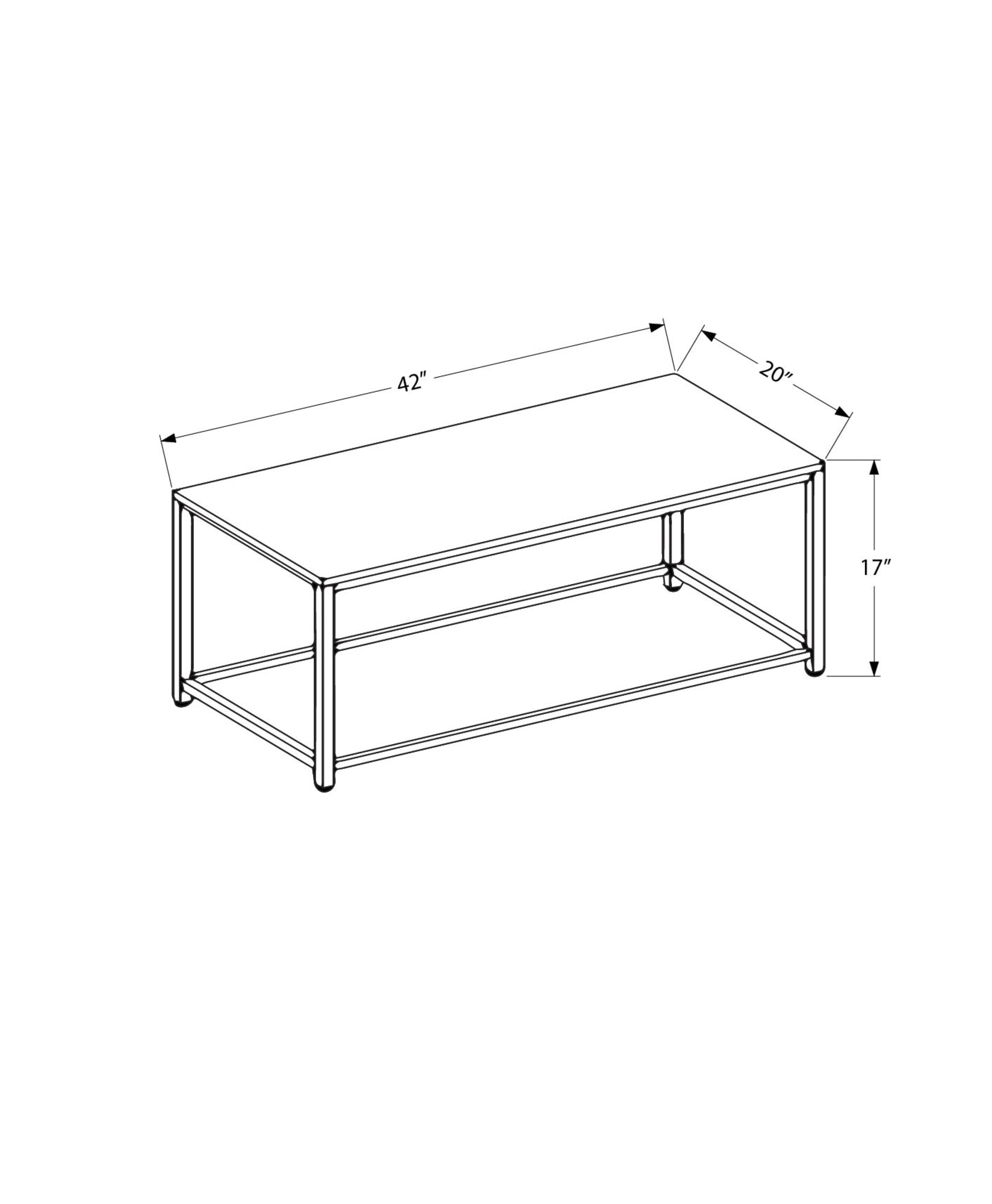 Coffee Table, Accent, Cocktail, Rectangular, Living Room, 42" L, Brown Tile, Brown Metal, Transitional Brown Metal