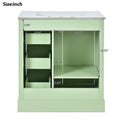 30 Inch Bathroom Vanity Cabinet With Ceramic Basin, 3 Drawers And Adjustable Shelves Green Bathroom Solid Wood Mdf