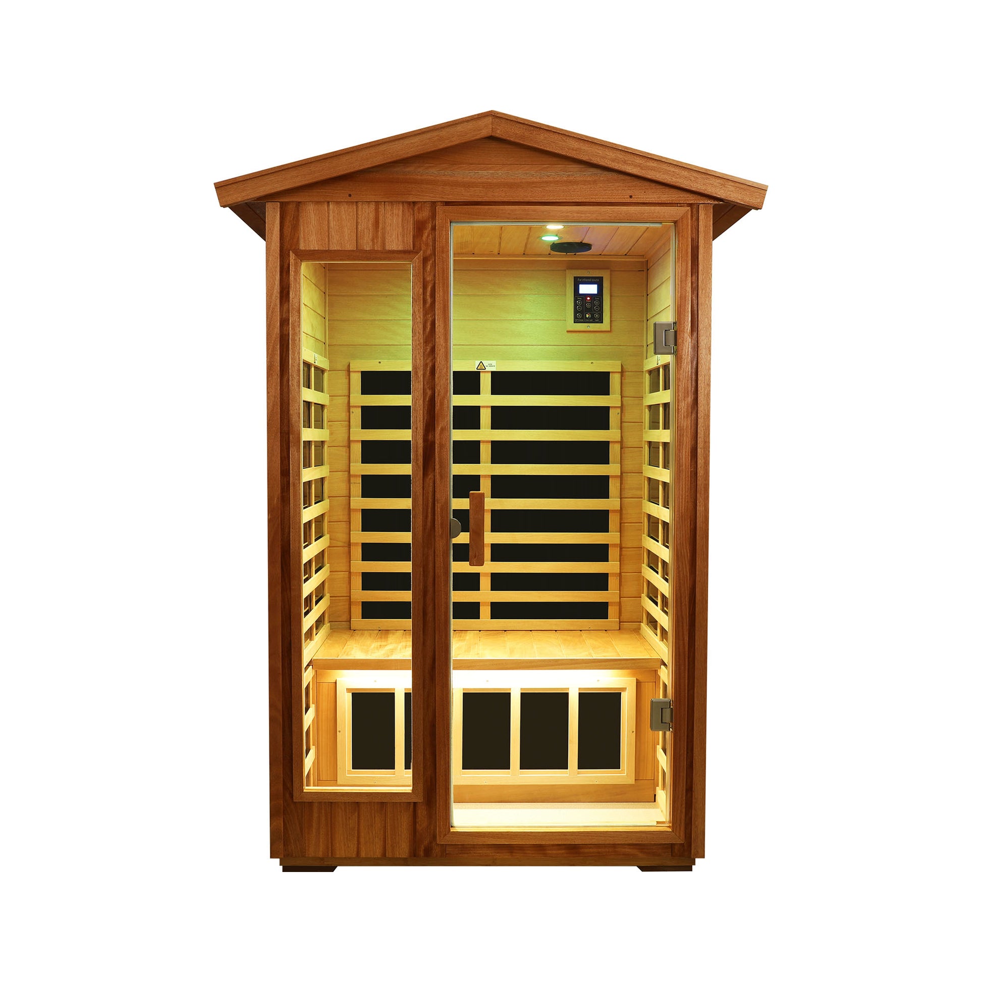 Two People Outdoor Okoume Wood Far Infrared Sauna Room Natural Wood Metal & Wood