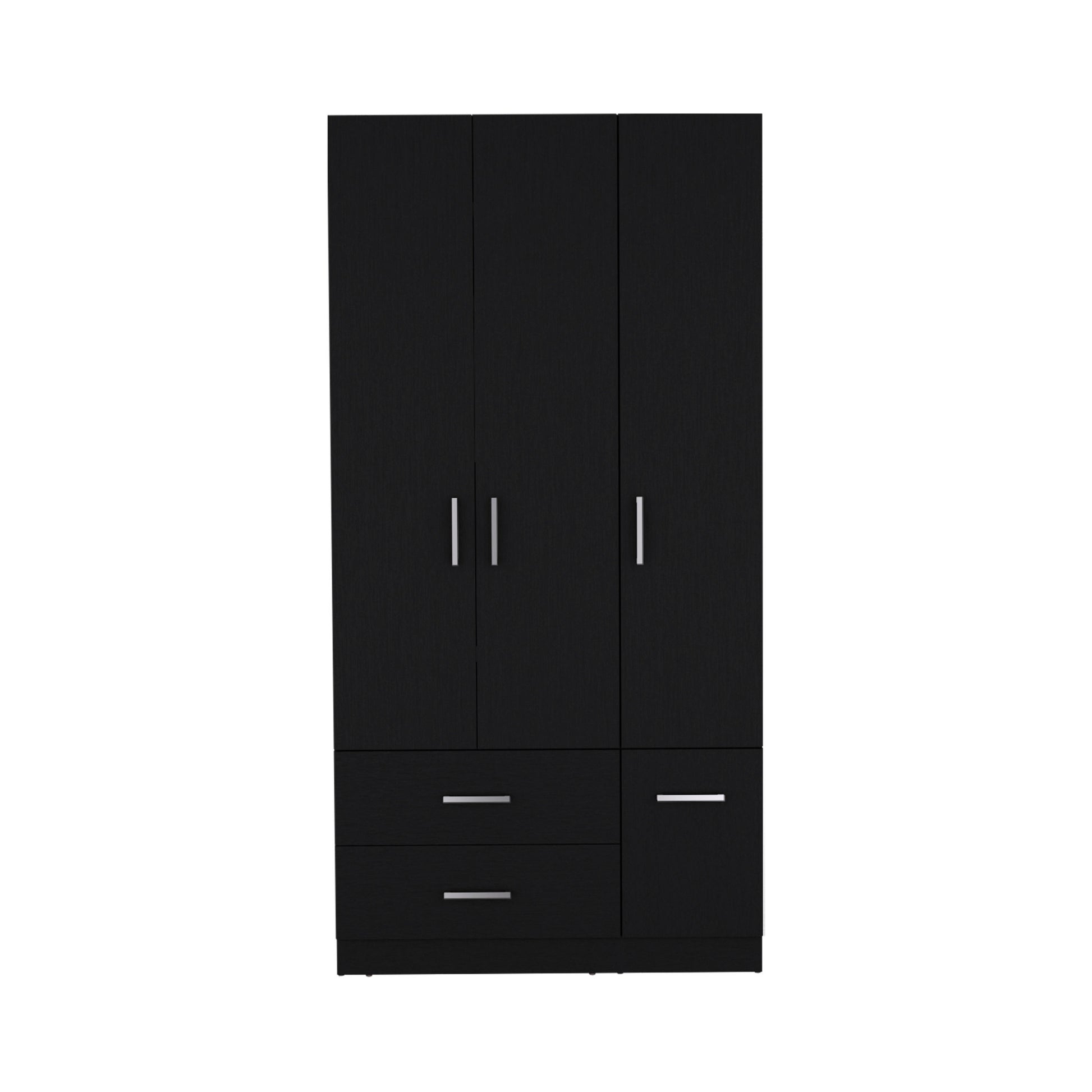 Sebree 71" High Armoire Wardrove Closet With 2 Drawers, Four Doorsthree Cabinetsix Shelves And Hanging Rod, Bedroom Clothes Storage Cabinet Organizer Black Bedroom Modern Particle Board