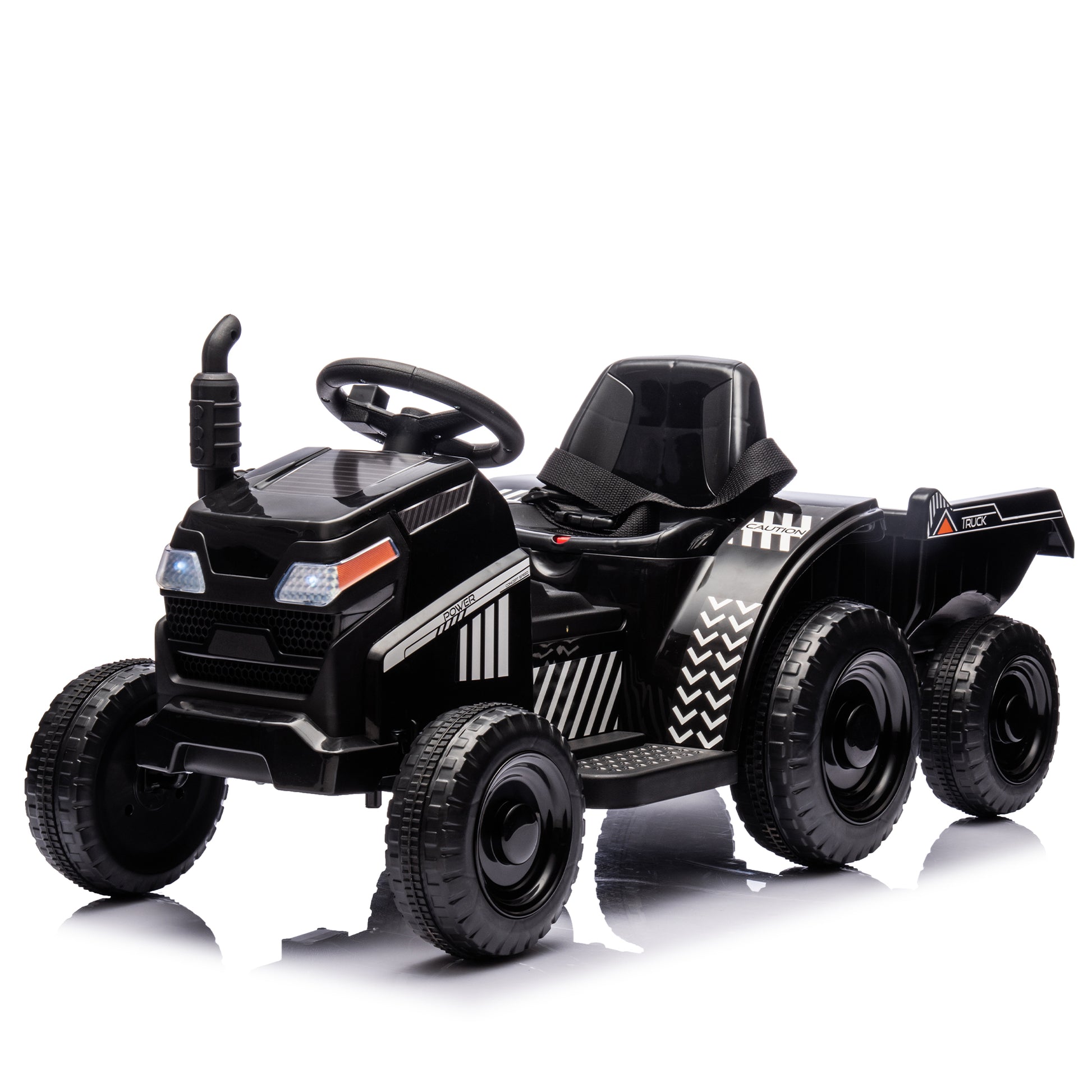 12V Kids Ride On Electric Tractor Black Knight,Kids Ride On Toy.2Wd,Non Skid Tires, Steering Wheel, Foot Pedal,With Removable Storage Tug,Light,Bluetooth,Music,Mp3,Usb,Power Display For Kids Aged 2 3. Black 50 99 Lbs Polypropylene