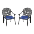 Cast Aluminum Patio Dining Chair 2Pcs With Black Frame And Cushions In Random Colors Yes Dining Set Black Rust Resistant Frame Water Resistant Cushion Garden & Outdoor Complete Patio Sets Aluminium