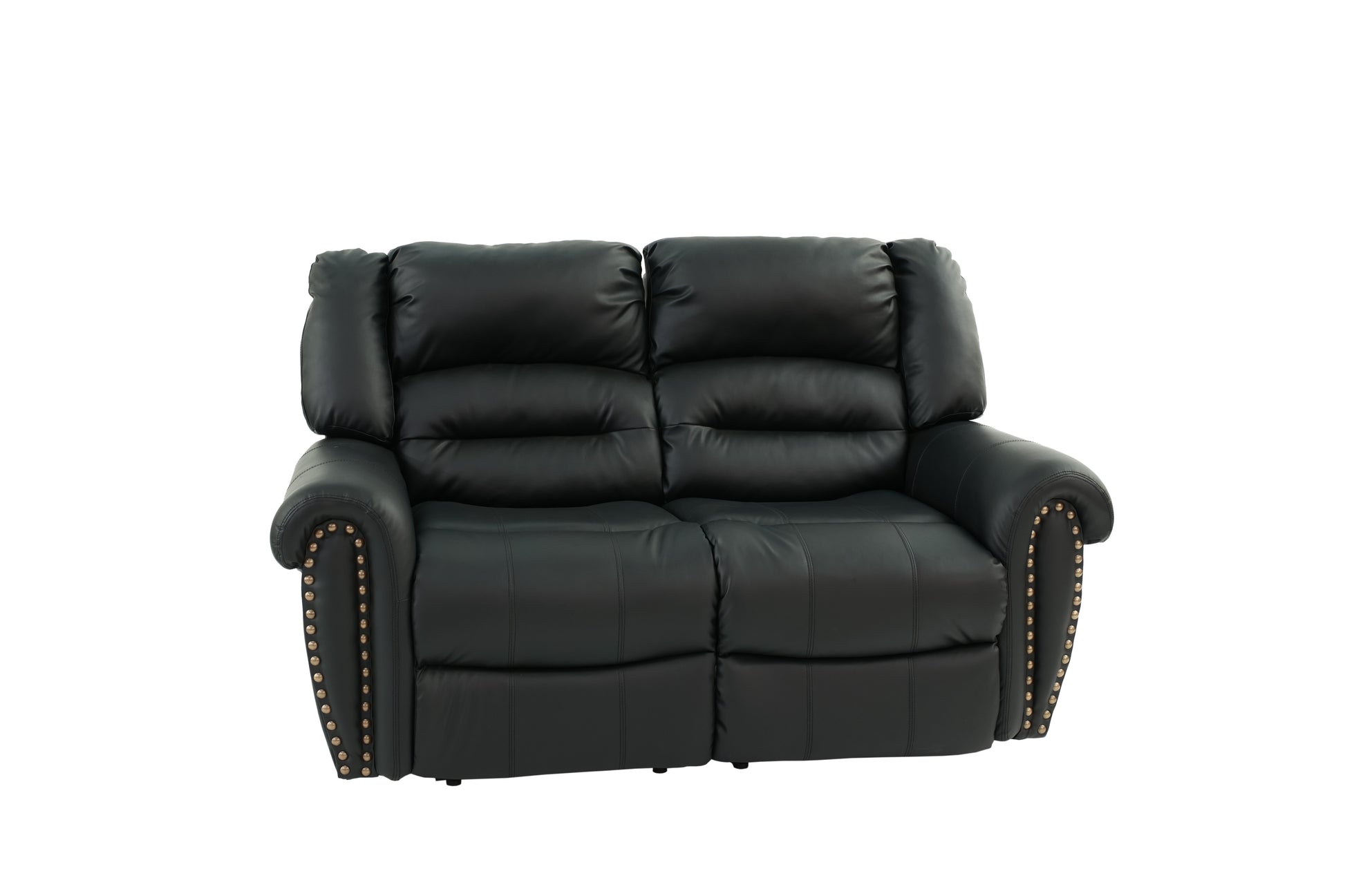 Plush Relax 1Pc Manual Motion Loveseat Black Color Bonded Leather 2 Seat Couch Armrest Cushion Seating Living Room Furniture Black Faux Leather Metal Primary Living Space Cushion Back Contemporary,Modern Pillow Top Arms Metal 2 Seat