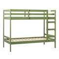 Modern Simple Solid Wood Twin Over Twin Bunk Bed, Olive Green Olive Green Pine Pine