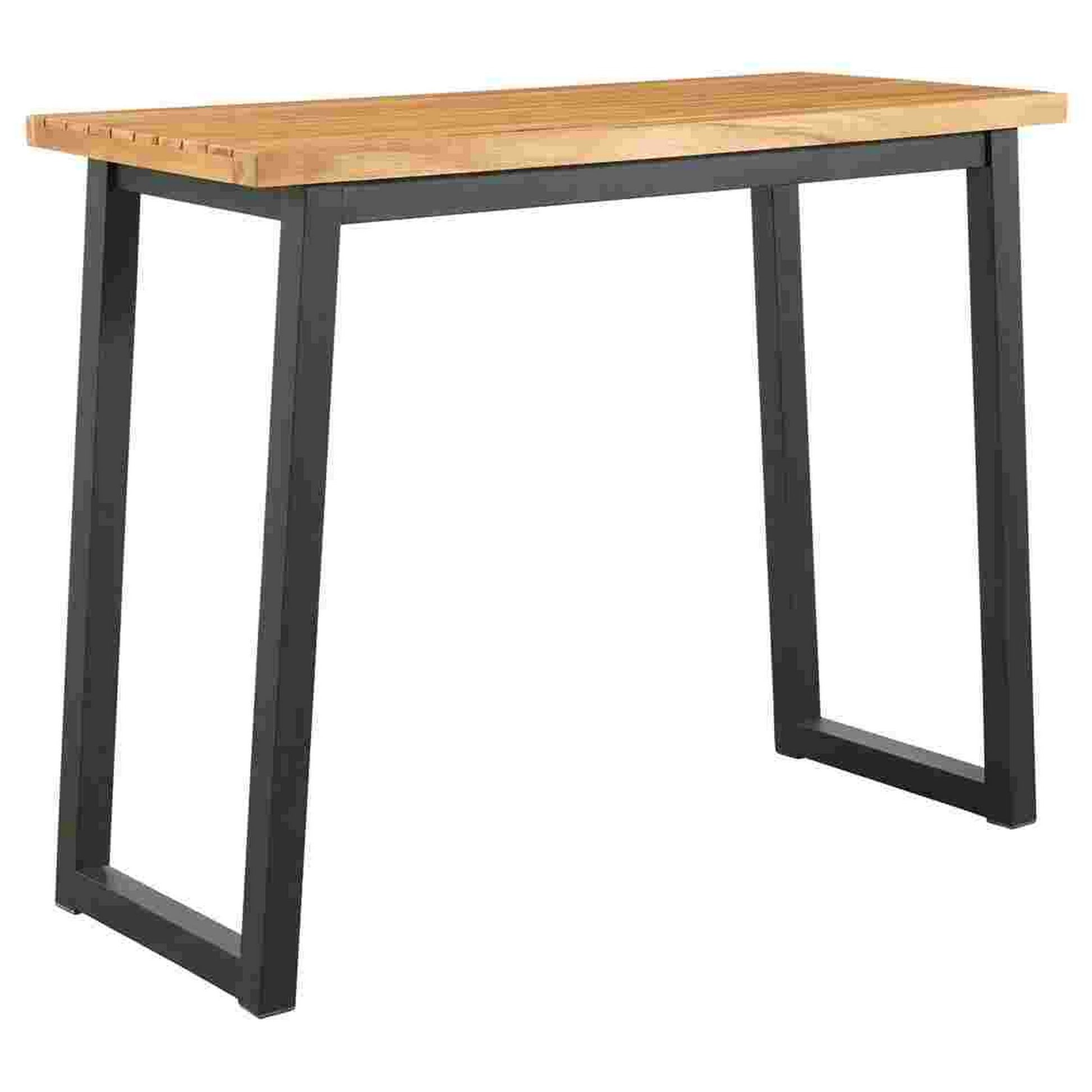 3 Piece Counter Height Table Set With Metal Sled Base, Black And Brown Brown Black Wood Metal