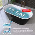 55 Inch Acrylic Freestanding Bathtub Contemporary Soaking White Tub With Overflow And Pop Up Drain Gloss Black Black White Oval Bathroom Freestanding Tubs Polished Less Than 59 In Contemporary,Modern Soaking Center Fiberglass Acrylic