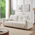 Lamb'S Wool 2 Seater Cushion Sofa 90'' Comfortable Sofa For Living Room Bedroom And Other Casual Spaces Lamb'S Wool Sofa With 2 Cushions And 2 Ball Pillows. Beige Beige Foam Fabric 2 Seat