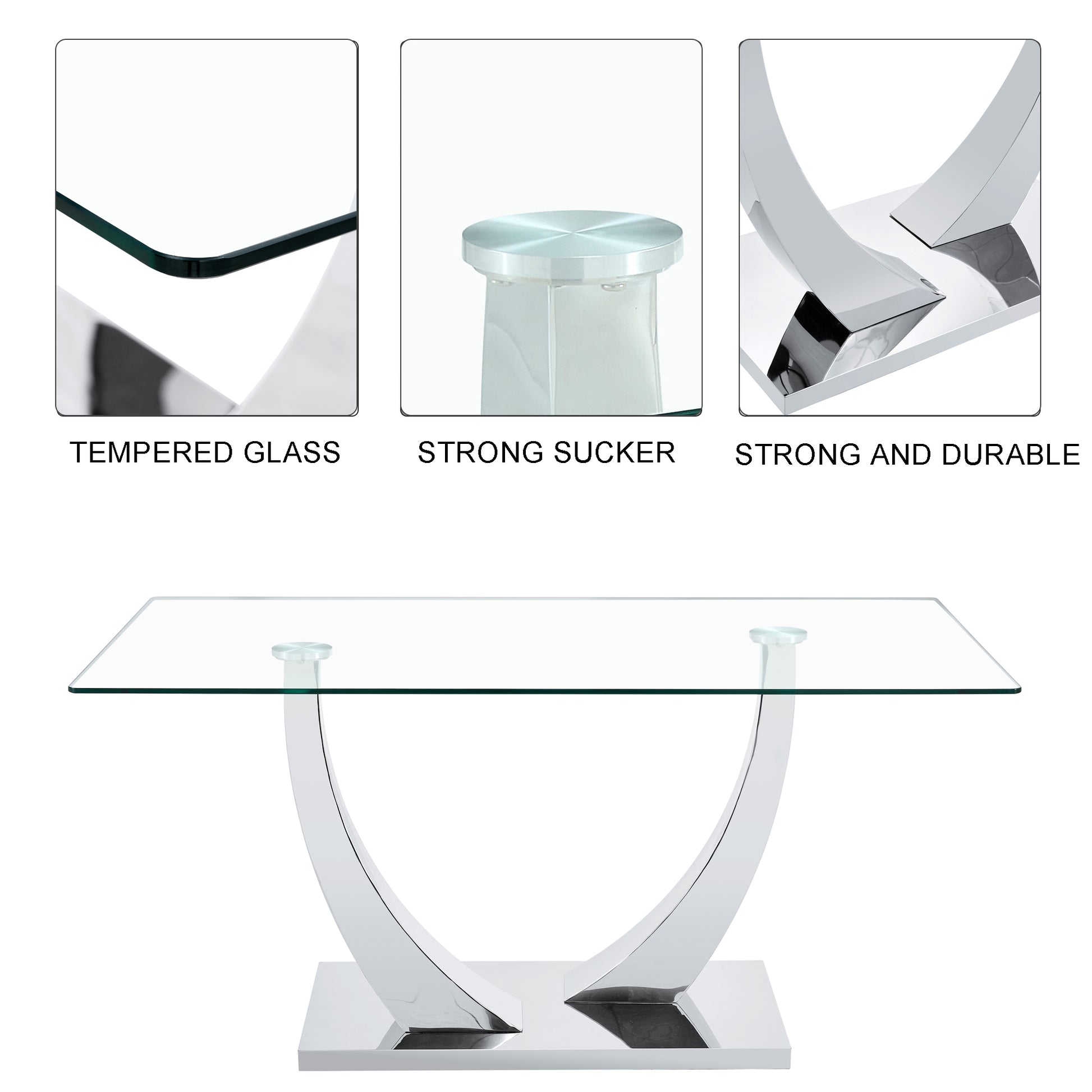 Table And Chair Set, Modern Dining Table, Tempered Glass Tabletop And Silver Colored Leg Table, Soft And Comfortable Dining Chair, Perfect For Dinner, Meetings, Home And Office Decor Black Glass