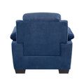 Modern Living Room 3Pc Sofa Set Plush Comfortable Sofa Loveseat Chair Blue Textured Fabric Channel Tufting Solid Wood Furniture Blue Polyester Wood Primary Living Space Contemporary Pillow Top Arms Solid Wood 6 Seat