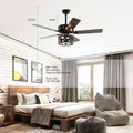 52'' Plywood Blades Ceiling Fan With Remote Control For The Living Room ,Bed Room Matte Black American Design,American Traditional,Farmhouse,Rustic,Vintage Plywood Iron