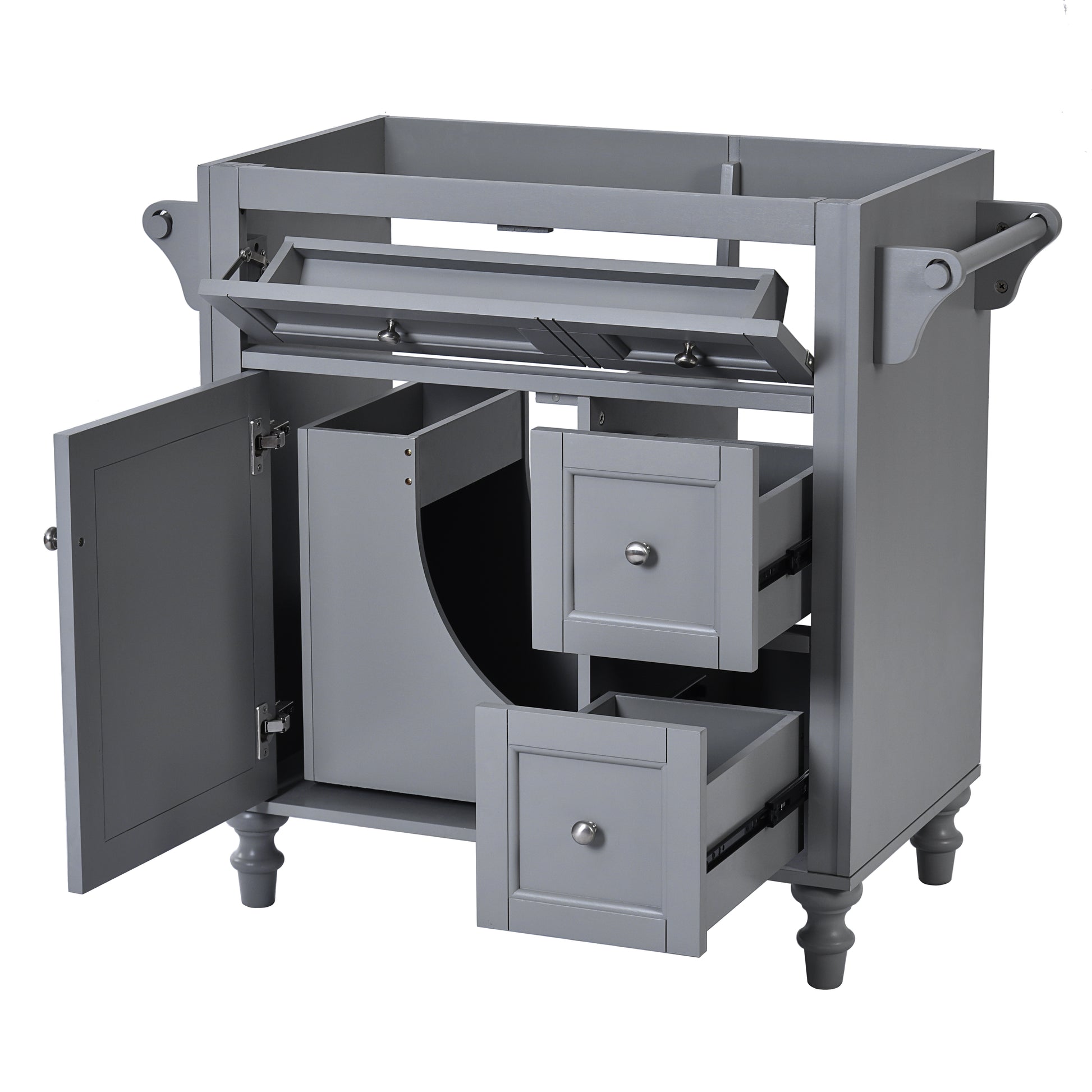 30'' Bathroom Vanity Without Top Sink, Modern Bathroom Storage Cabinet With 2 Drawers And A Tip Out Drawer Not Include Basin Grey Bathroom Modern Solid Wood Mdf
