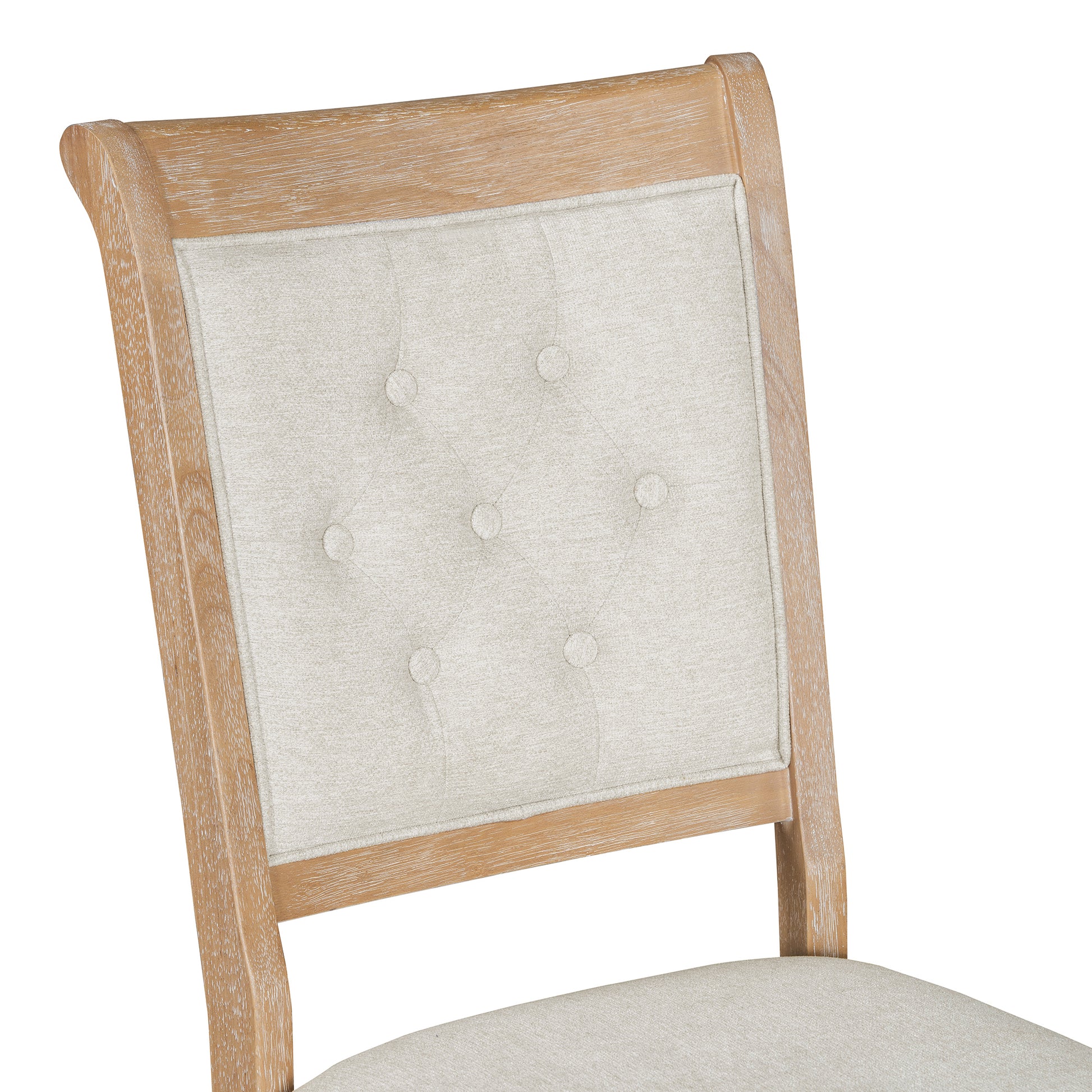 5 Piece Retro Dining Set, Round Table With Pedestal Table Base And 4 Upholstered Chairs For Dining Room And Kitchen Natural Wood Wash Natural Wood Wash Solid Wood Mdf