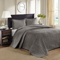 Reversible Bedspread Set Dark Grey Queen Dark Grey Cotton