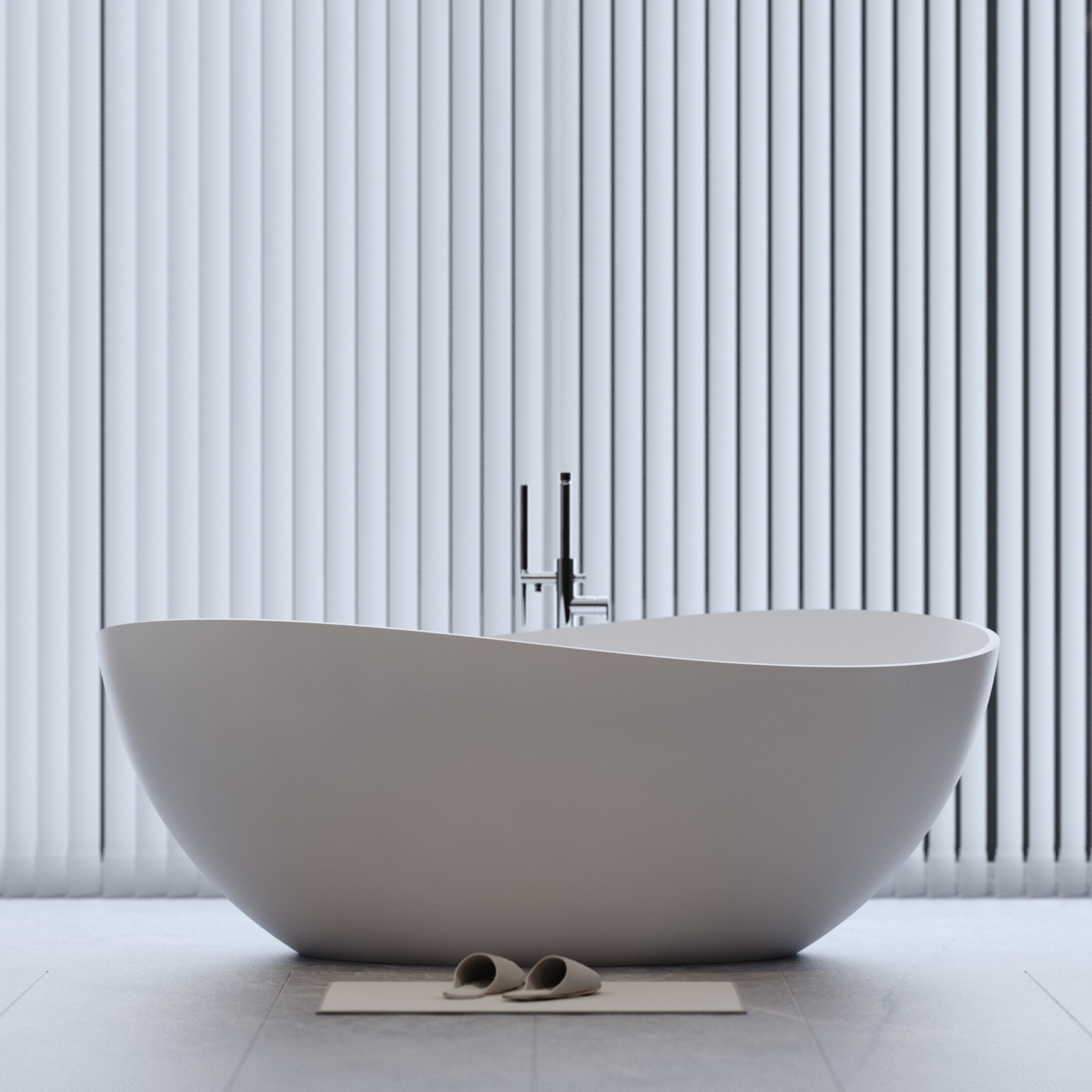 63" Freestanding Solid Surface Bathtub, Luxury Engineered Stone Resin Freestanding Soaking Bathtub With Overflow And Pop Up Drain For Contemporary Bathroom, Matte White 24S05 63Mw White Bathroom Freestanding Tubs Soaking Solid Surface