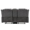 2 Seater Home Theater Recliner Manual Recliner Chair With A Storage Box And Two Cup Holders For Living Room,Bedroom, Grey Grey Foam Pu