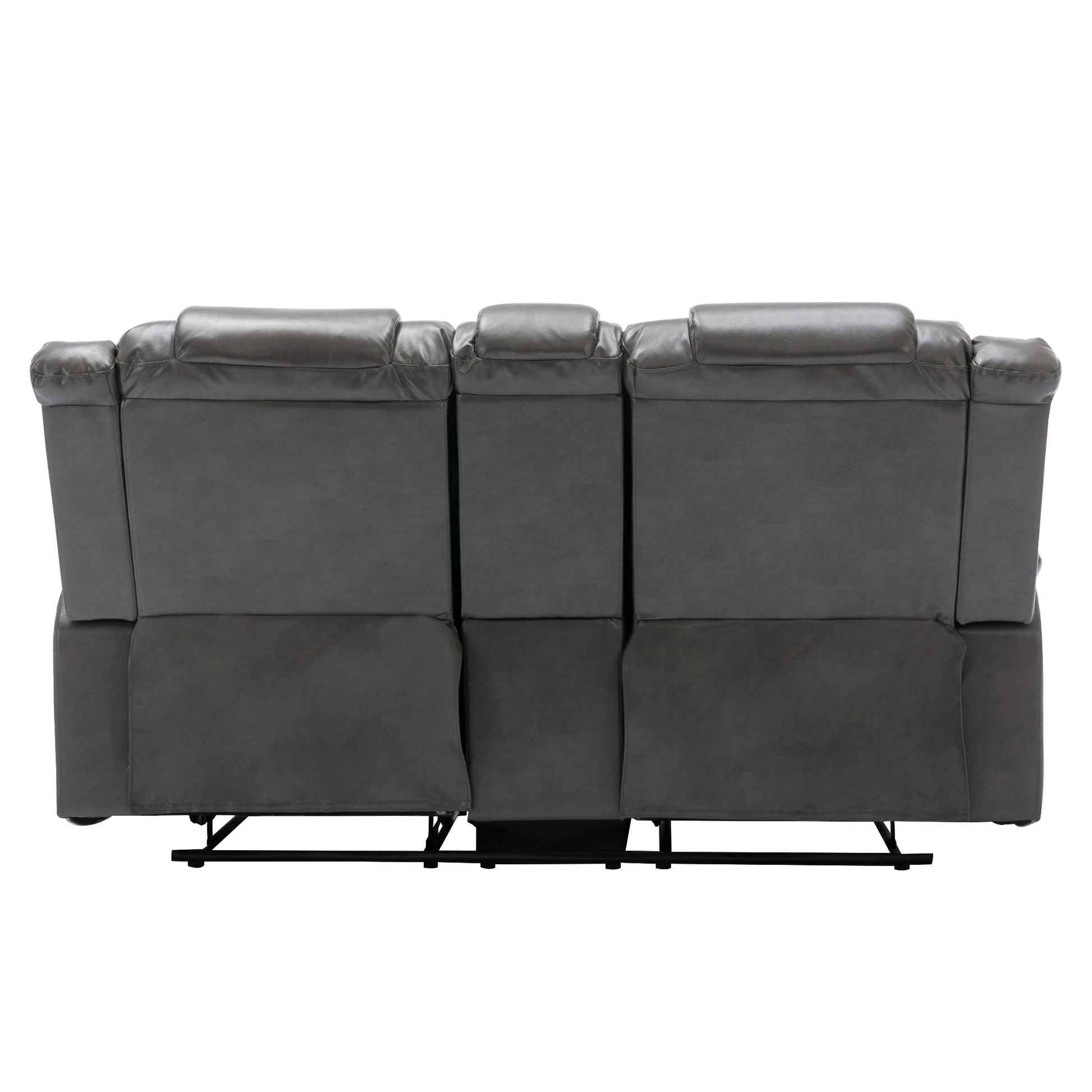 2 Seater Home Theater Recliner Manual Recliner Chair With A Storage Box And Two Cup Holders For Living Room,Bedroom, Grey Grey Foam Pu