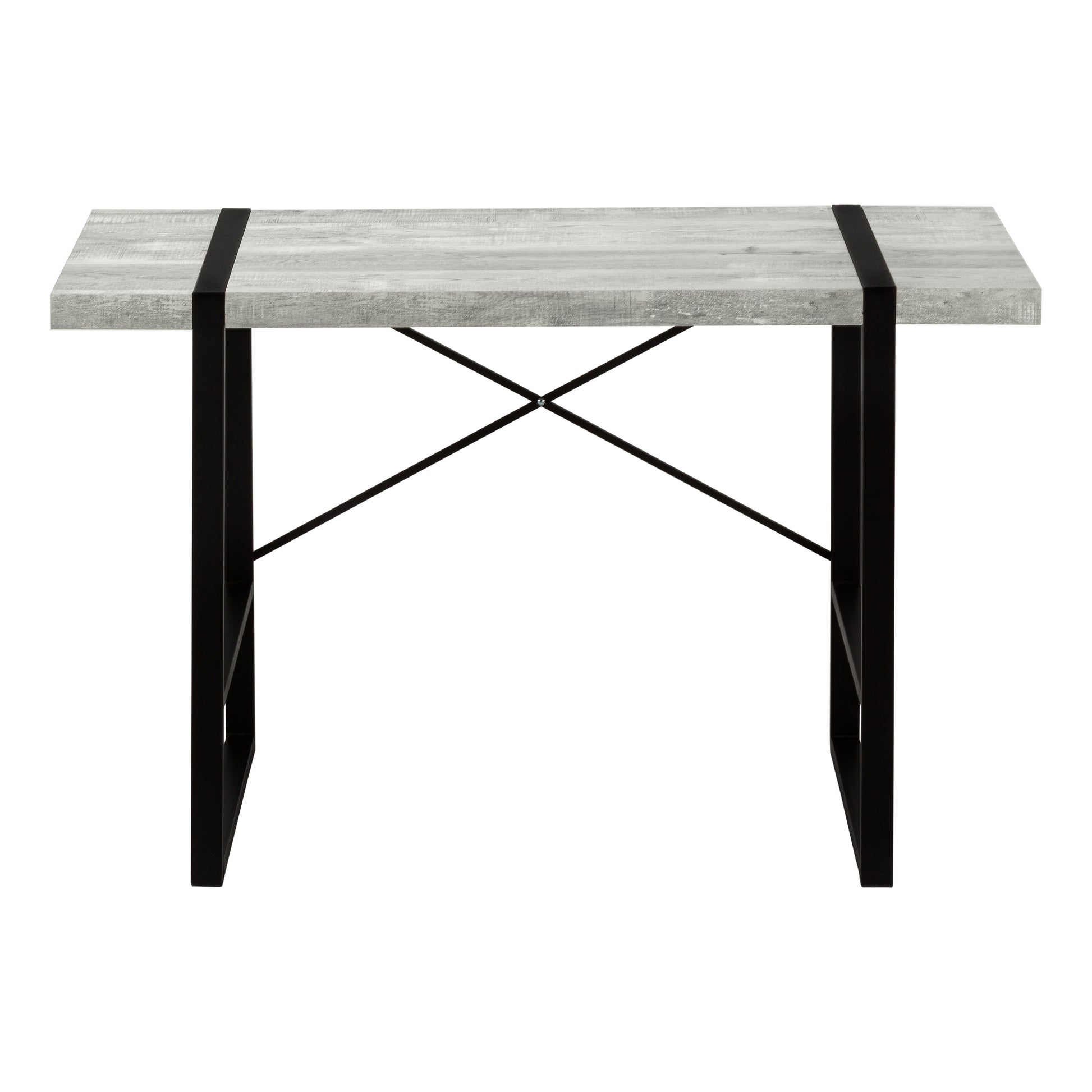 Computer Desk, Home Office, Laptop, 48"L, Work, Grey Laminate, Black Metal, Contemporary, Modern Grey Particle Board