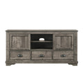 63 Inch Tv Entertainment Console, 2 Cabinets And Shelves, 3 Drawers, Gray Gray Wood Metal