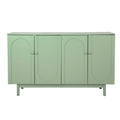 Stylish And Functional 4 Door Intaglio Storage Cabinet With Pine Legs, Solid Wood Pulls And Mdf, For Living Room Bedroom,And Kitchen,Mint Green Mint Green Mdf