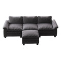 Living Room Furniture Luxury Sectional Sofa Couch With Ottoman Soft Velvet Upholstered Sofa Grey Grey Foam Velvet 3 Seat