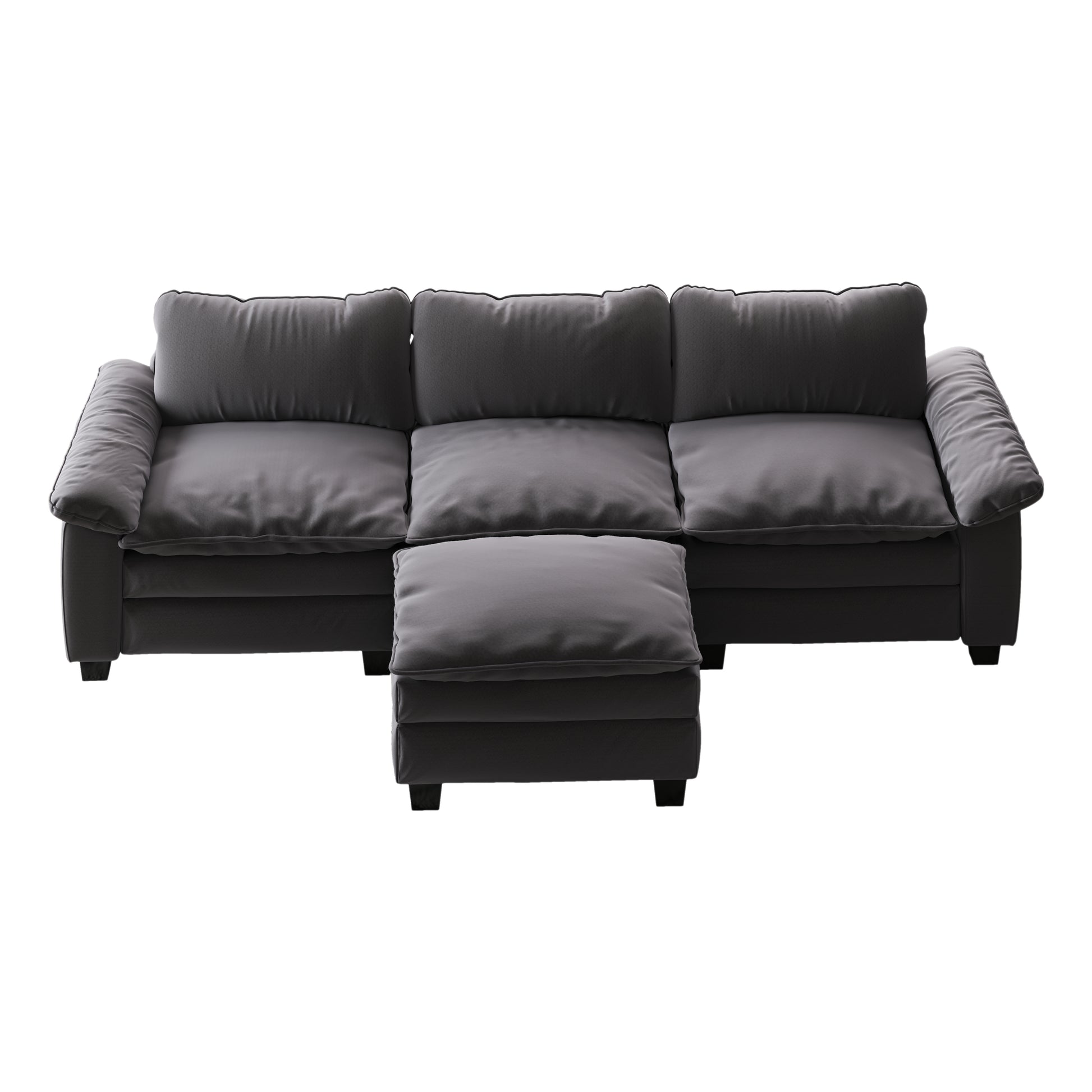 Living Room Furniture Luxury Sectional Sofa Couch With Ottoman Soft Velvet Upholstered Sofa Grey Grey Foam Velvet 3 Seat