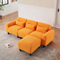 The 84.6 Inch Orange Teddy Fleece Creative Sofa Can Be Assembled Into A Two Seater Sofa With A Single Couch With Three Waist Pillows To Perfectly Stretch Your Waist For Small Apartment Bedroom Spaces Orange Polyester Blend 4 Seat
