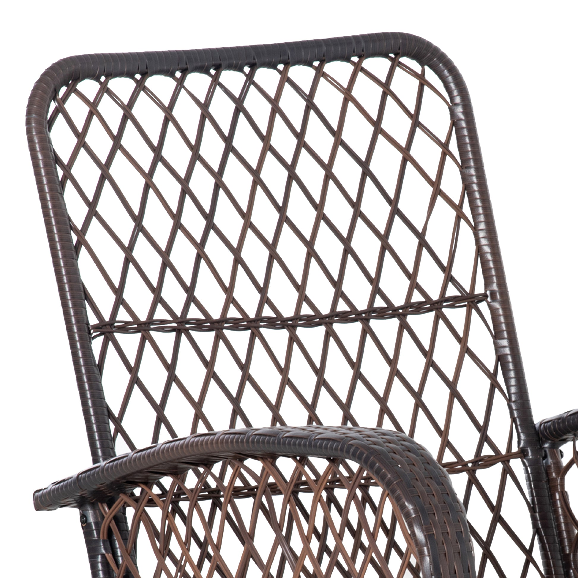 Outsunny Outdoor Wicker Rocking Chair With Wide Seat, Thick, Soft Cushion, Rattan Rocker W Steel Frame, High Weight Capacity For Patio, Garden, Backyard, Grey Gray Steel