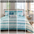6 Piece Printed Quilt Set With Throw Pillows Aqua Full Queen Full Aqua Cotton