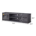 Gunmetal Tv Stand With 2 Open Shelves Gunmetal Primary Living Space 70 79 Inches Metal