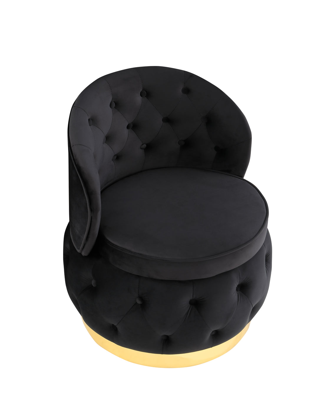 360 Degree Swivel Cuddle Barrel Accent Storage Chairs Black Velvet