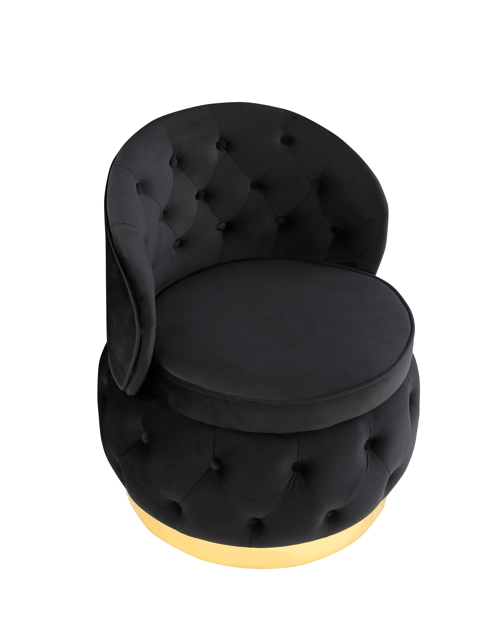 360 Degree Swivel Cuddle Barrel Accent Storage Chairs Black Velvet