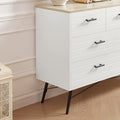 7 Drawer Dresser For Bedroom With Deep Drawers, Wood Dressers & Chest Of Drawers, Modern White Long Dressers For Closet Living Room, 47.2