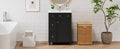 24 Inch Bathroom Vanity Cabinet With Ceramic Sink, 2 Drawers, 1 Door Black Bathroom Solid Wood Mdf