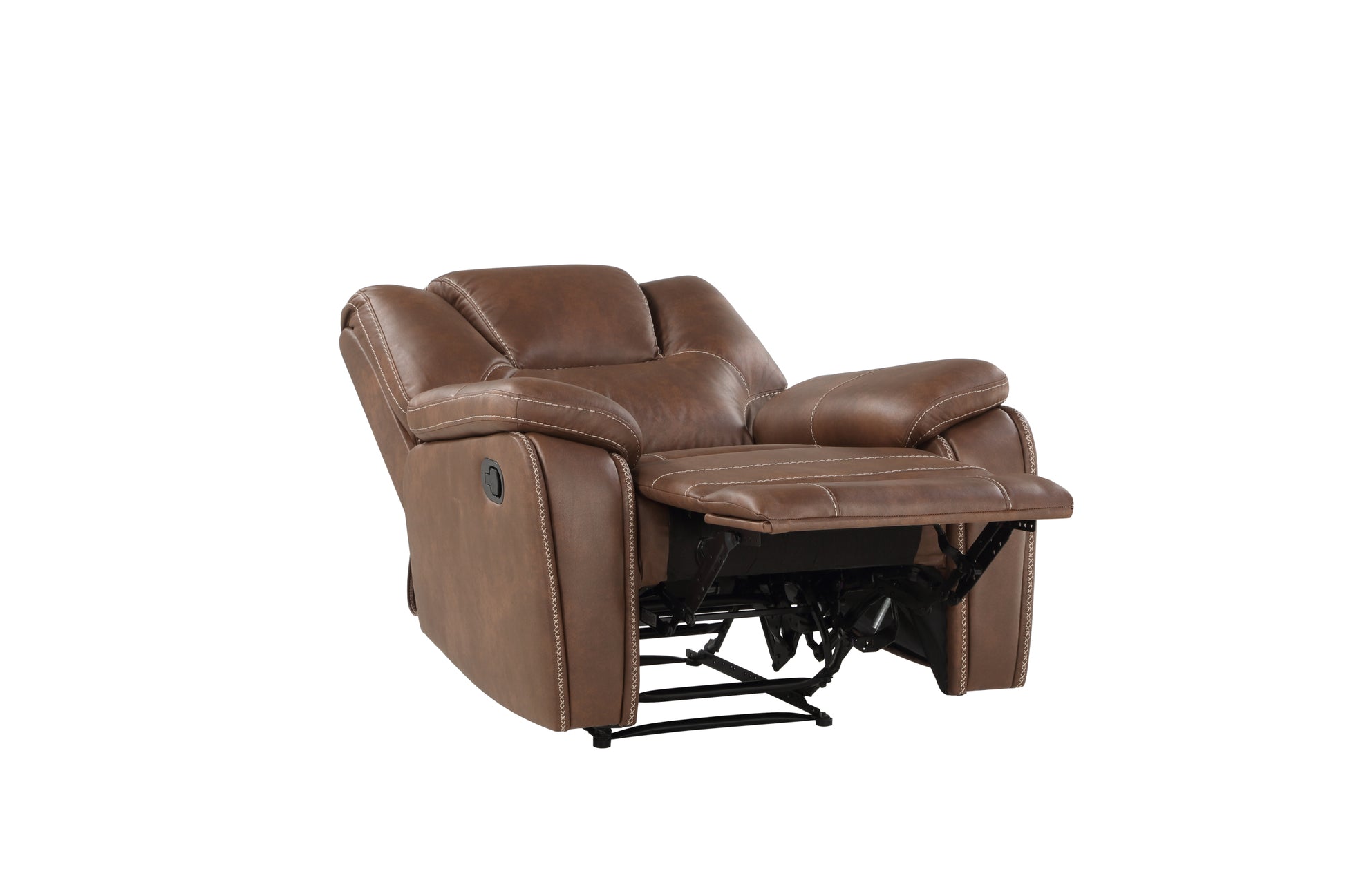 Katrine Pu Manual Motion Recliner Chestnut Brown Dark Brown Faux Leather