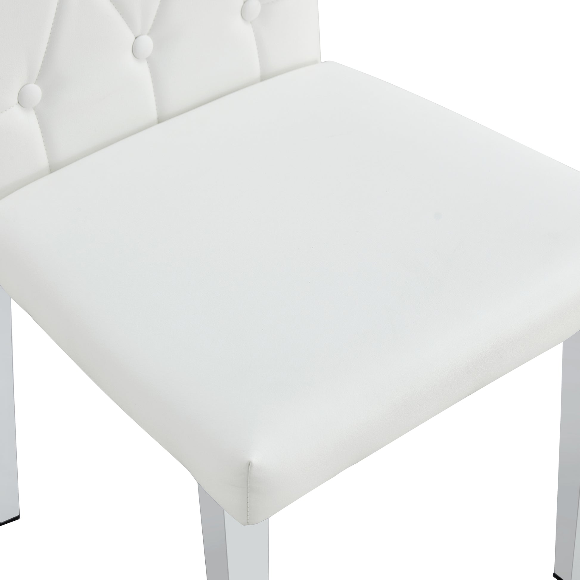 2 Piece Dining Chairs.White Armless Dining Chairs Brings A Touch Of Fresh And Bright Ambiance To The Dining Area, Seamlessly Blending With Modern Minimalist Or Nordic Decor Styles. White Pu