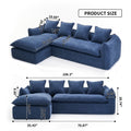 Sofa Deep Seat Sofa 3 Seater For Living Room Oversized Comfy Sofa L Shape Sofa Couch With Chaise Home Furniture Sleeper Sectional Sofa For Apartment, Office Left Hand Facing Blue Foam 3 Seat
