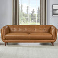 Solana Leather Sofa Cognac Down Filling Genuine Leather 3 Seat