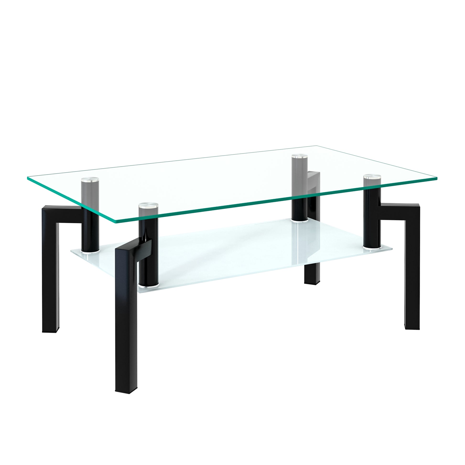 Rectangle Black Glass Coffee Table Clear Coffee Table Modern Side Center Tables For Living Room Living Room Furniture Black Glass