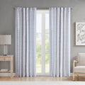 Poly Printed Curtain Panel With Tufted Stripe And Lining White Navy 50X84