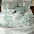 6 Piece Cotton Percale Quilt Set With Throw Pillows Aqua King Cal King King Aqua Polyester